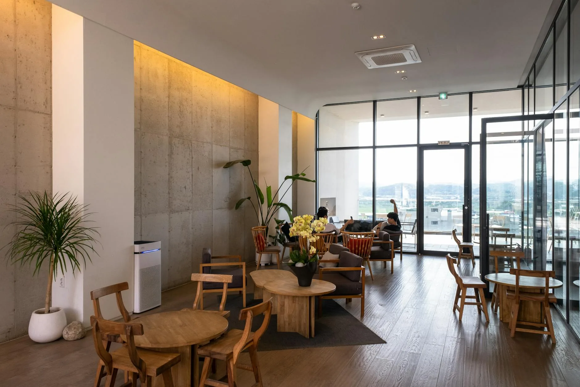 Air purifier in a modern living room
