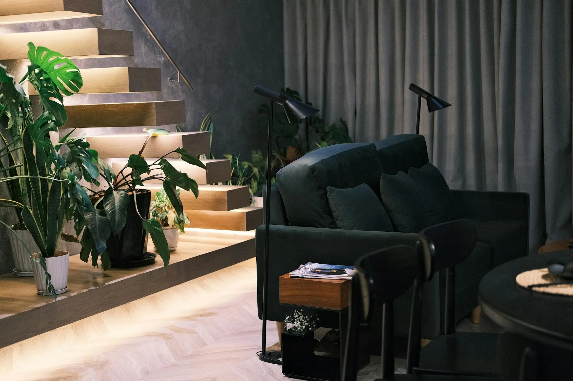 Green houseplants on a windowsill in a bright rented flat