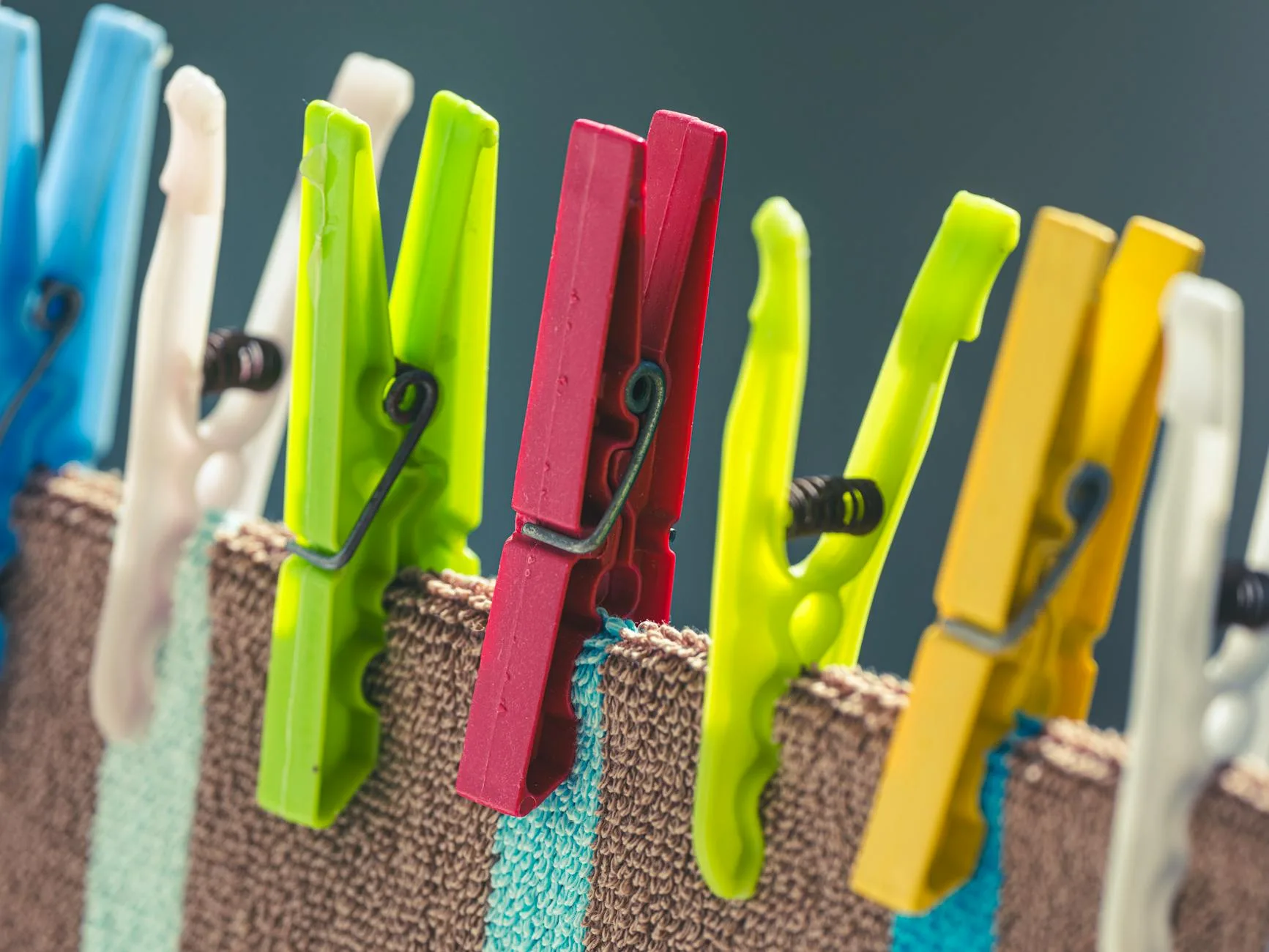 Laundry hung to dry indoors on a clothes line