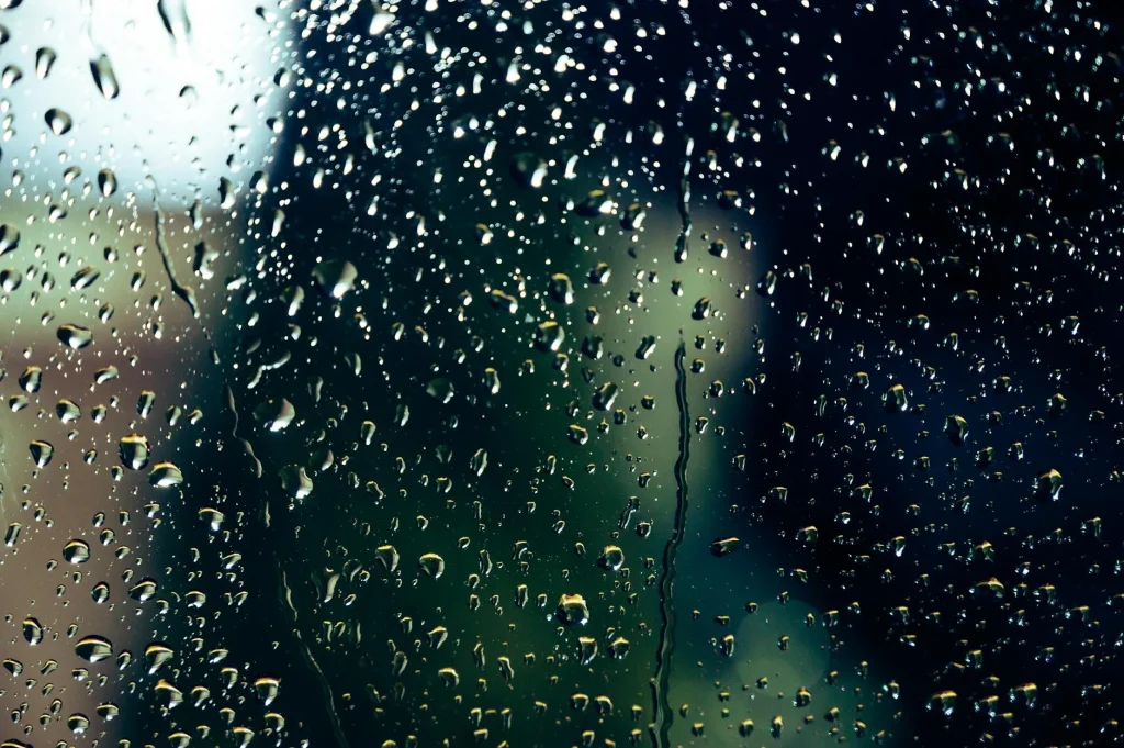 Condensation on a window indicating excess indoor humidity