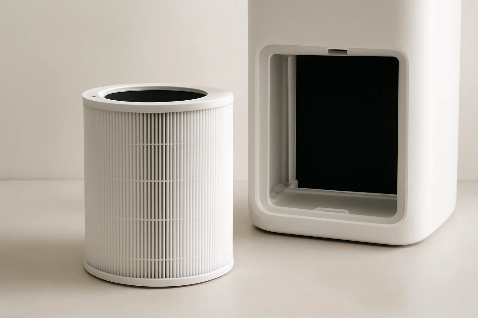 HEPA and carbon filter layers inside an air purifier