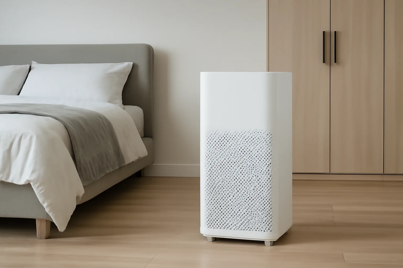 Bedroom air purifier set up for overnight clean air