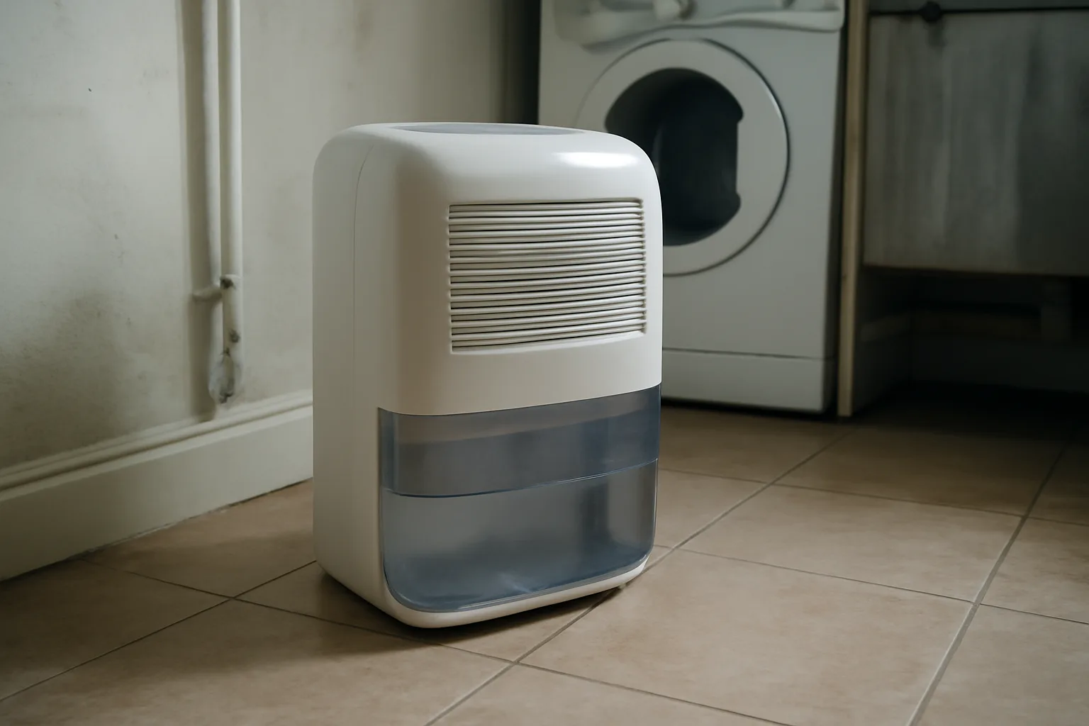 Home dehumidifier water tank partly filled after running