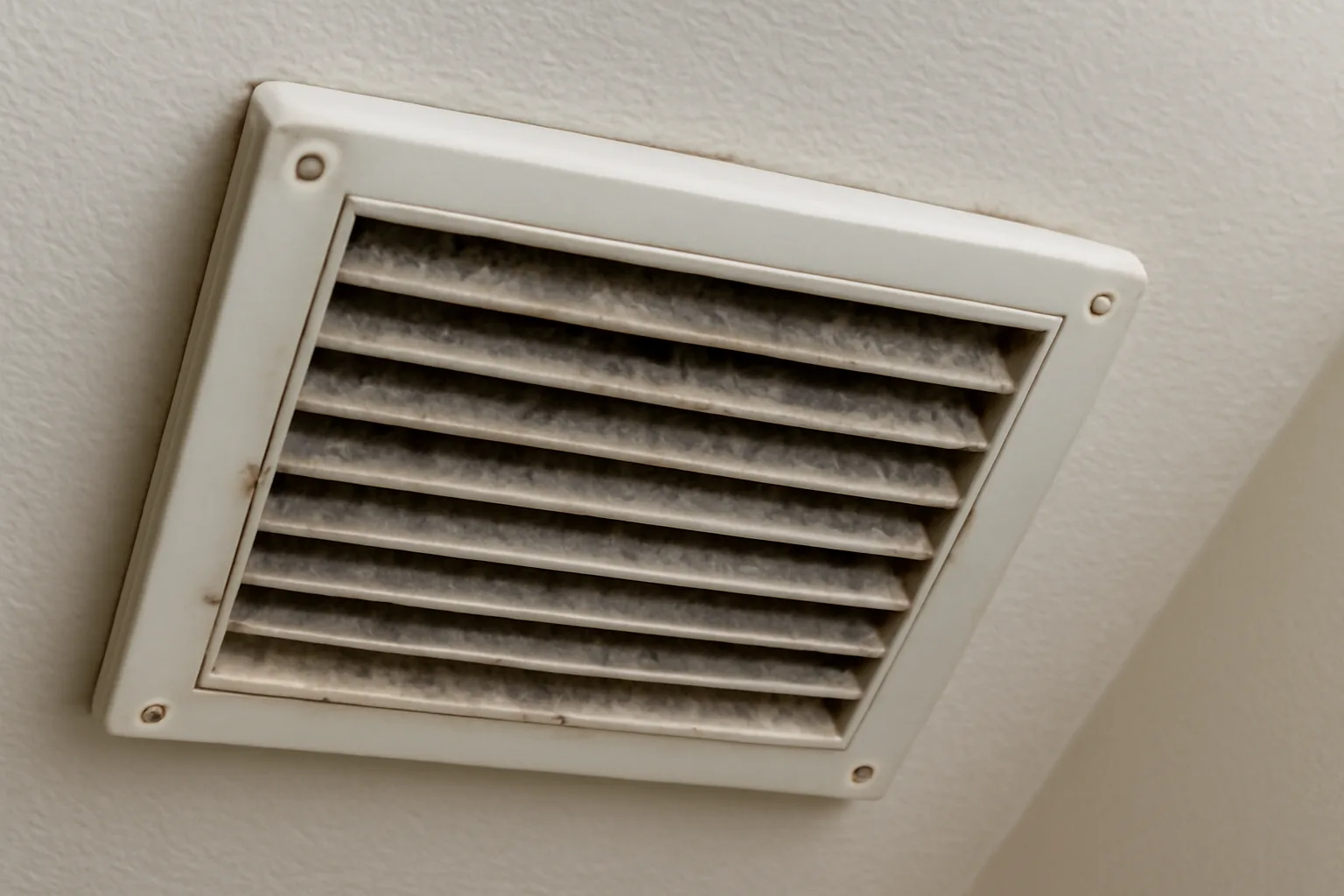 Dusty home ventilation grille showing poor airflow signs