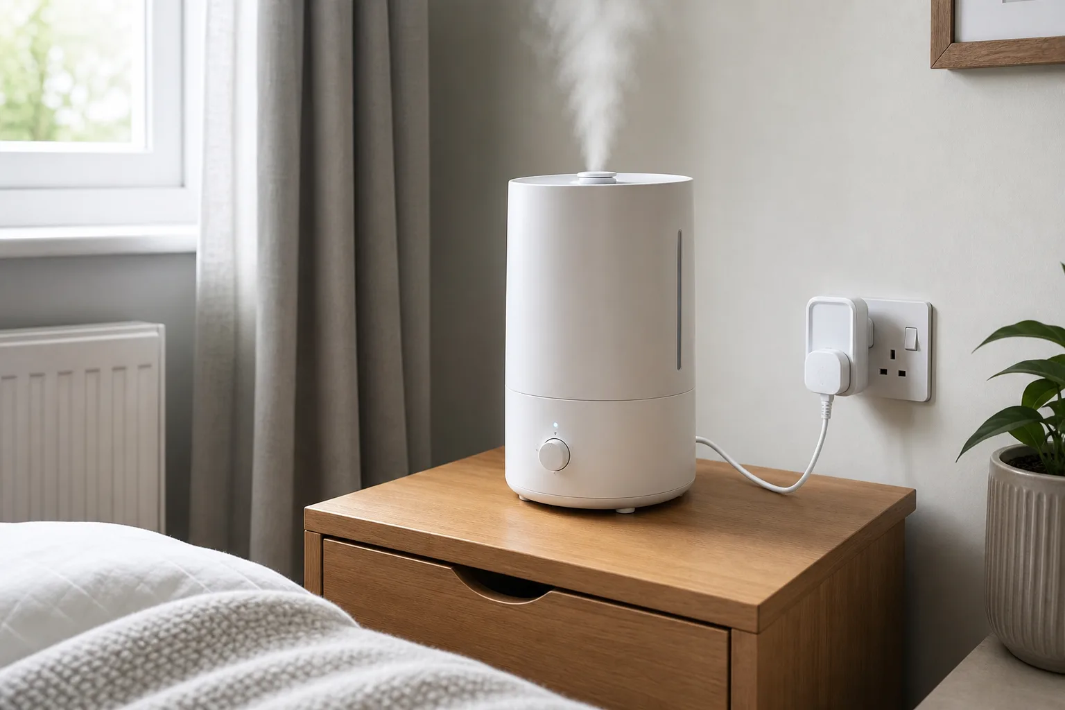 Humidifier connected to a UK socket for calculating running cost
